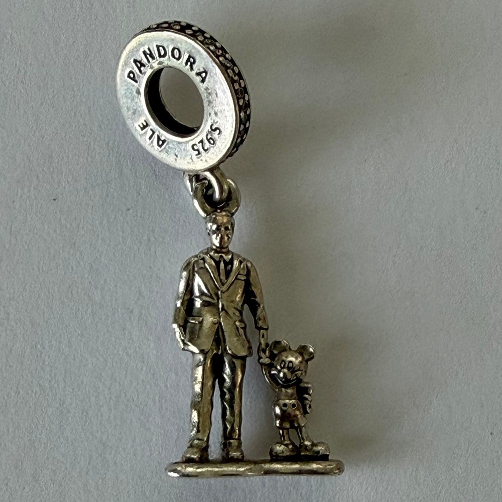 Pandora Disney Parks Partners Statue Walt and Mickey Charm Sterling Silver S925